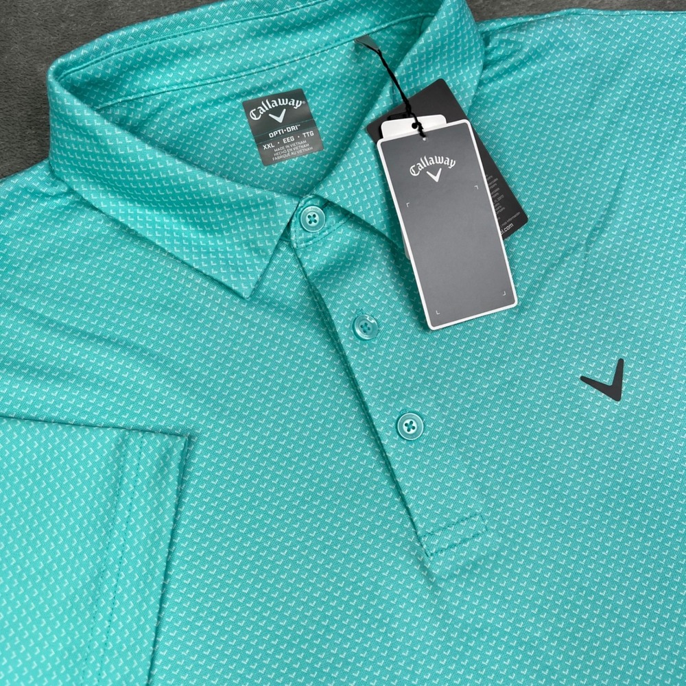 Callaway Polo Shirt Men 2XL Blue Radiance Micro Chevron Opti-Dri Golf Preppy Nwt